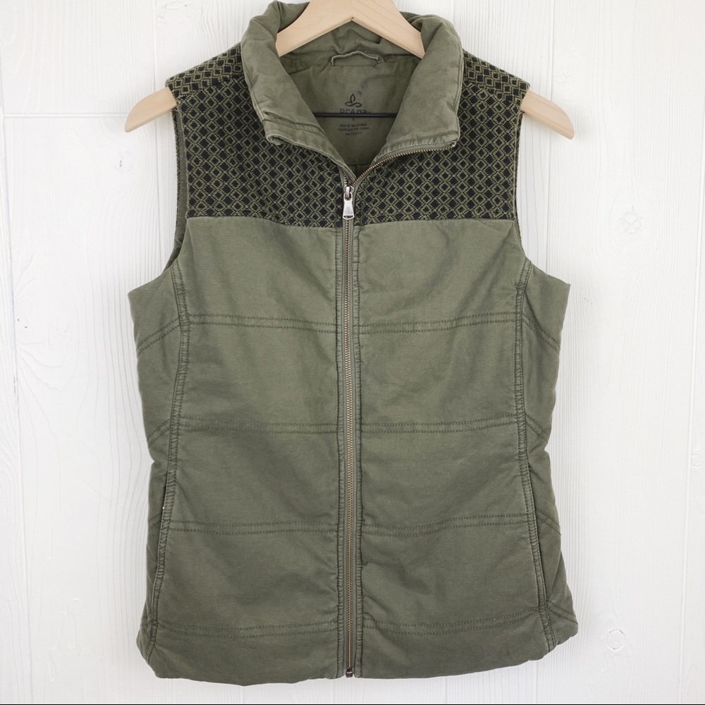 Prana Organic Cotton Olive Zip Front Vest